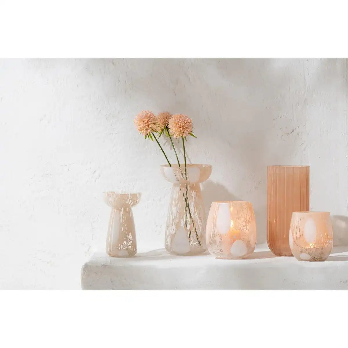 J-Line Vase Yoni Stripes – Glas – Pfirsich – groß - HomeDesign Knaus