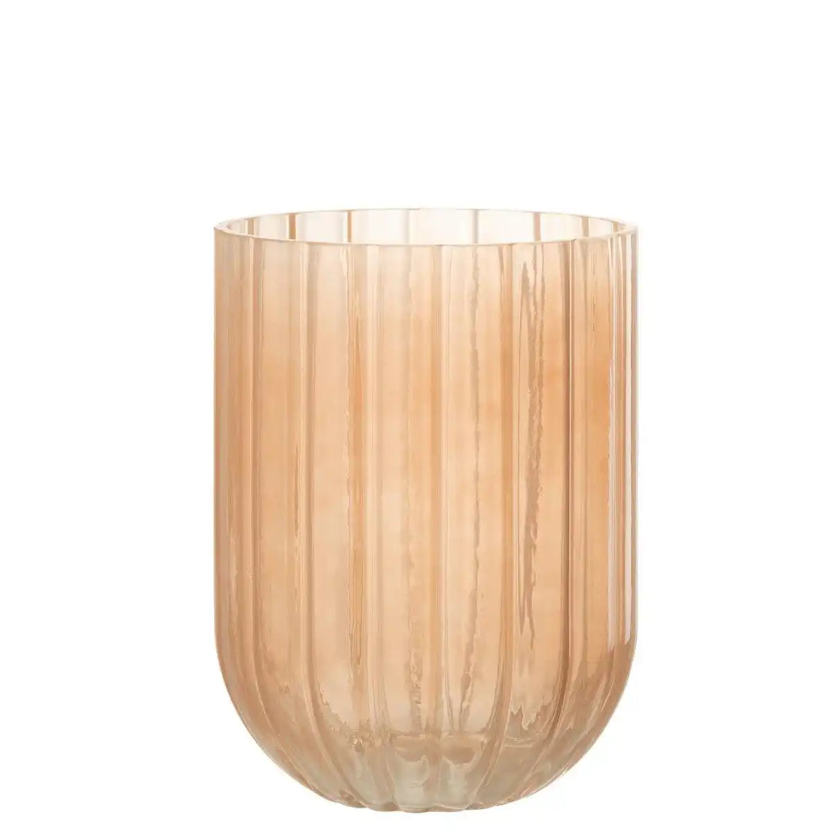 J-Line Vase Yoni Stripes – Glas – Pfirsich – mittelgroß - HomeDesign Knaus