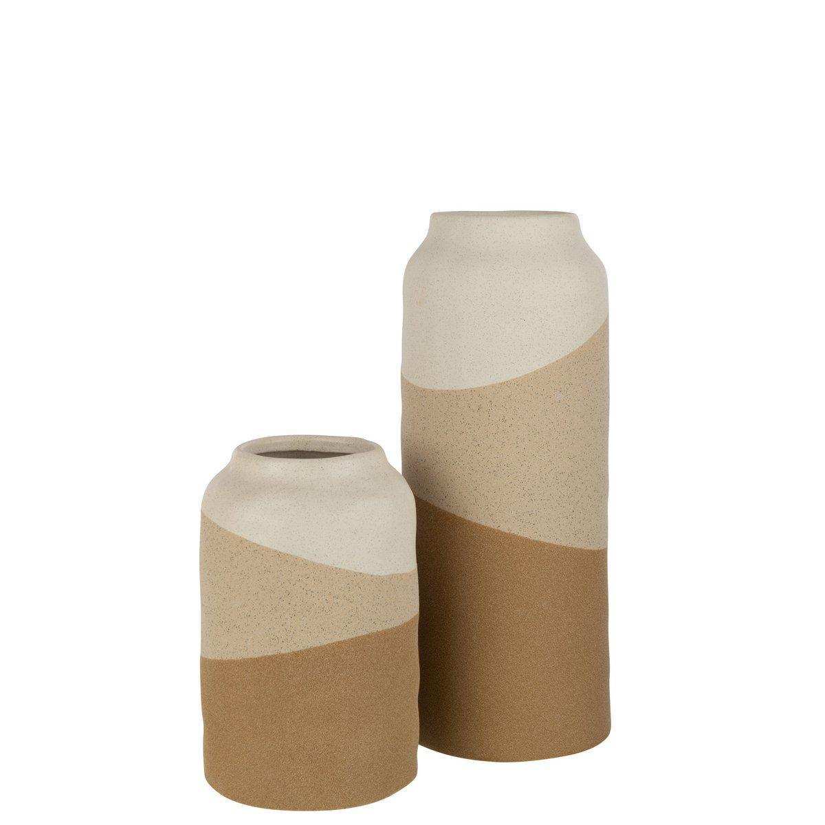 J-Line Vase Zylinder Keramik Beige/Hellbraun Groß - HomeDesign Knaus
