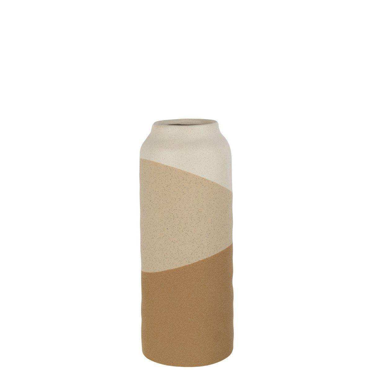 J-Line Vase Zylinder Keramik Beige/Hellbraun Groß - HomeDesign Knaus