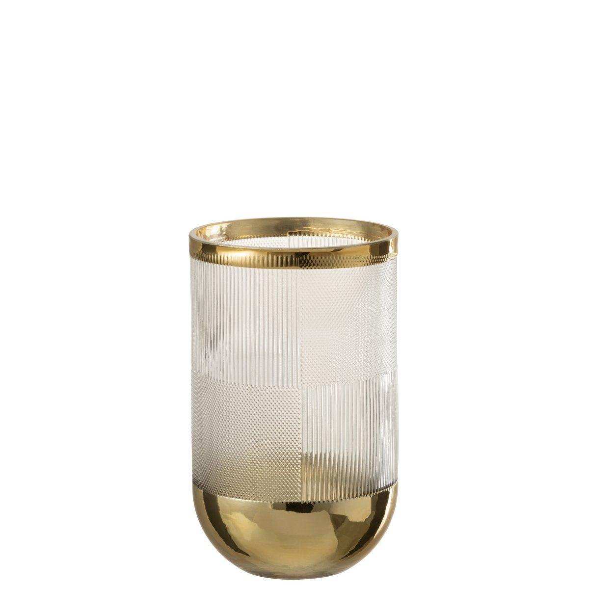 J-Line Vase Zylindermotiv - Glas - transparent/gold - klein - HomeDesign Knaus
