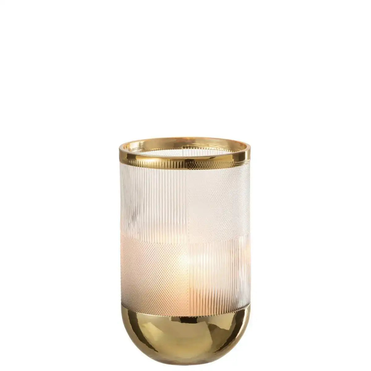 J-Line Vase Zylindermotiv - Glas - transparent/gold - klein - HomeDesign Knaus