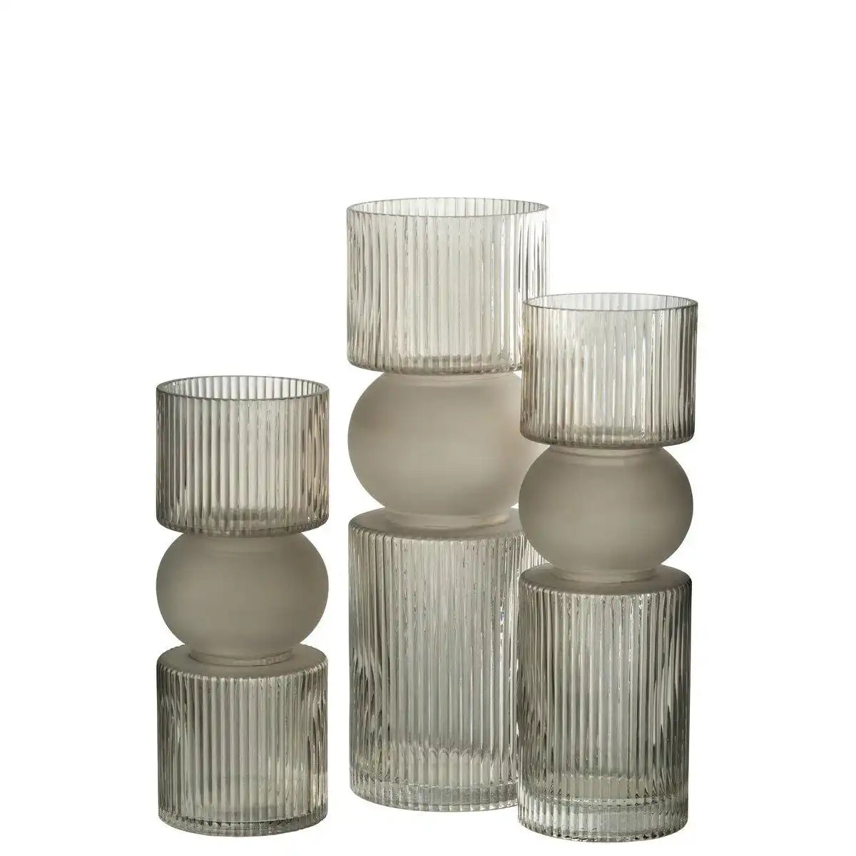 J-Line Vase/Kerzenhalter Candy Glass Grey Large - HomeDesign Knaus