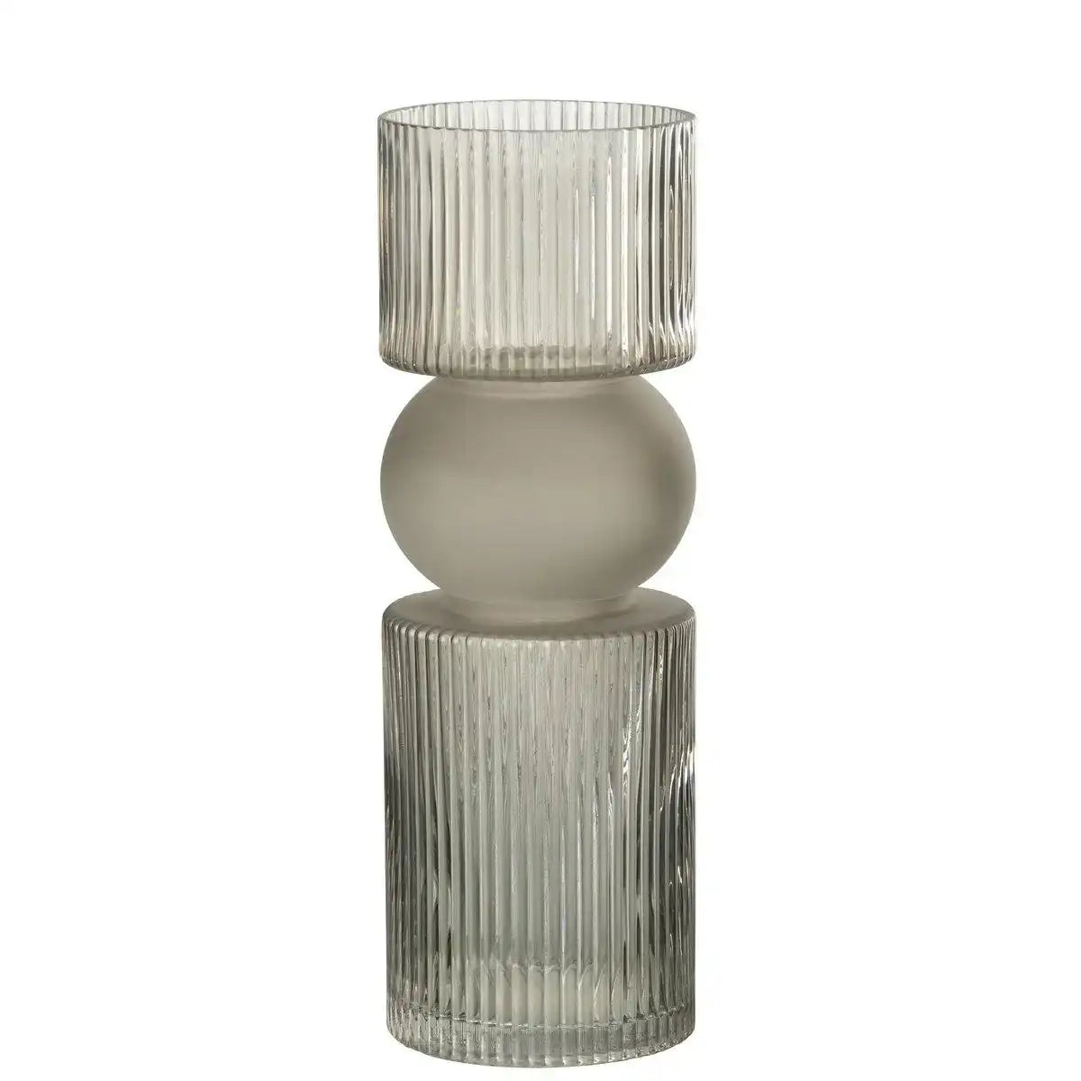 J-Line Vase/Kerzenhalter Candy Glass Grey Large - HomeDesign Knaus