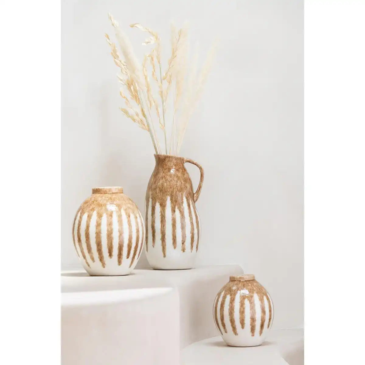 J-Line Vasenfarbe Keramik Beige/Hellbraun - HomeDesign Knaus