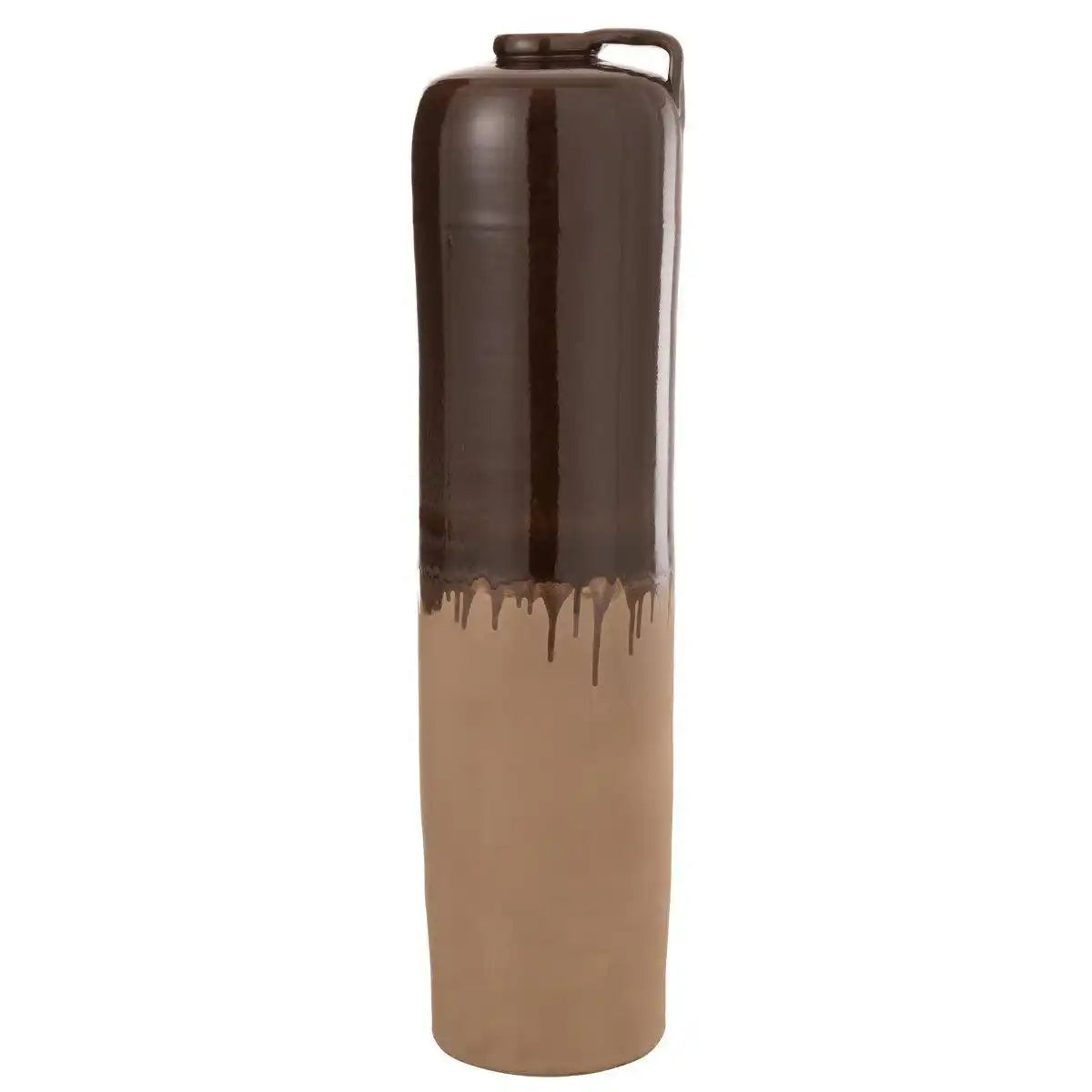 J-Line Vasengriff aus Keramik, Beige/Braun, groß – 83,00 cm hoch - HomeDesign Knaus