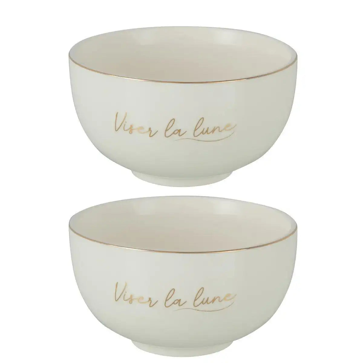 J-Line Viser La Lune Schale - Porzellan - Weiß/Gold - HomeDesign Knaus
