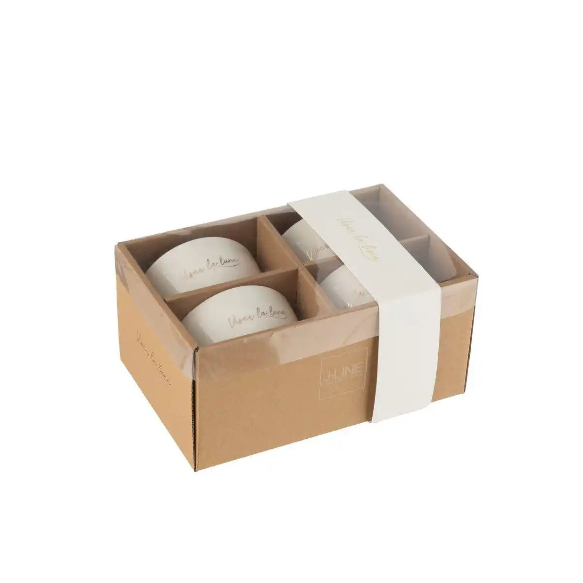 J-Line Viser La Lune Schüssel - Porzellan - Weiß/Gold - - HomeDesign Knaus