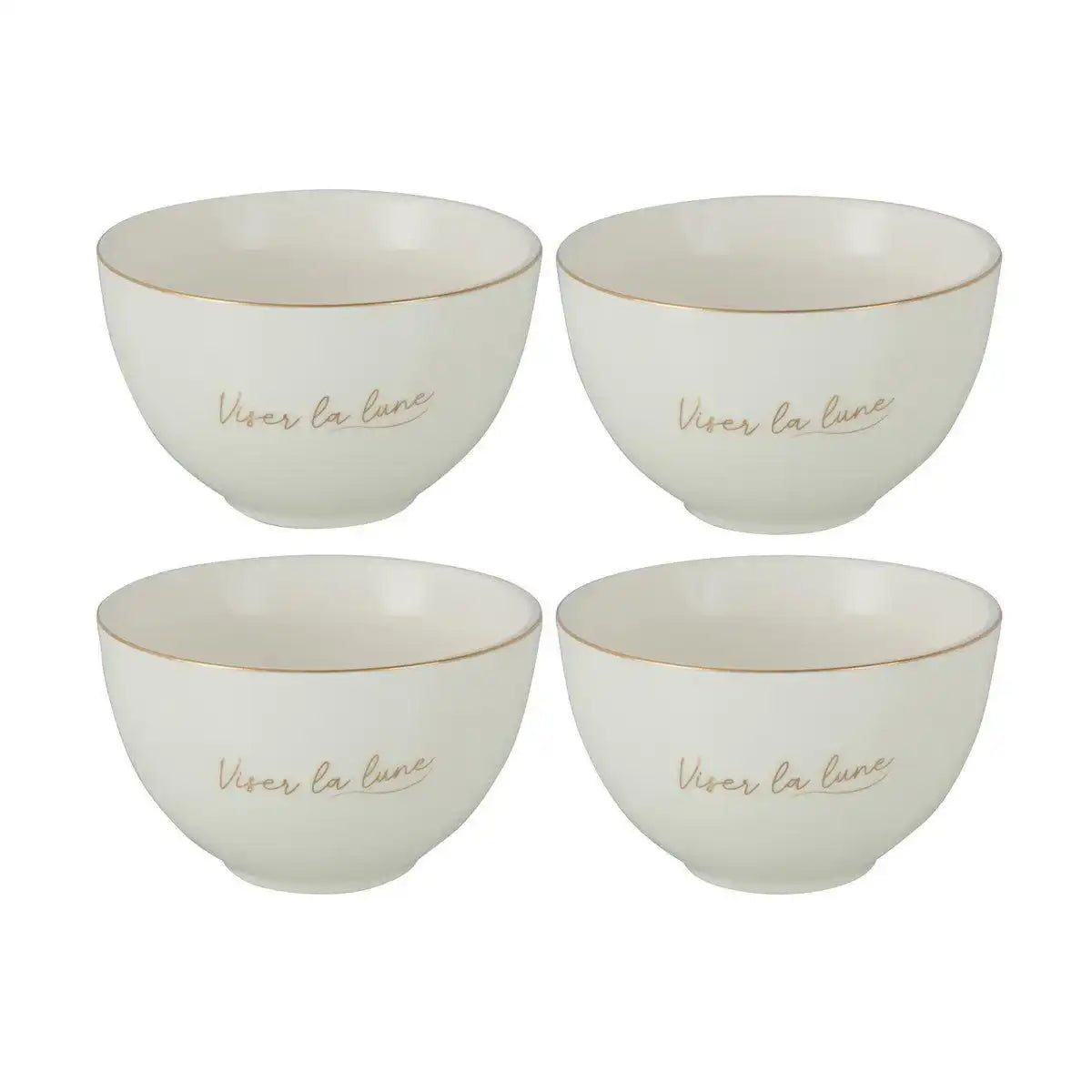 J-Line Viser La Lune Schüssel - Porzellan - Weiß/Gold - - HomeDesign Knaus