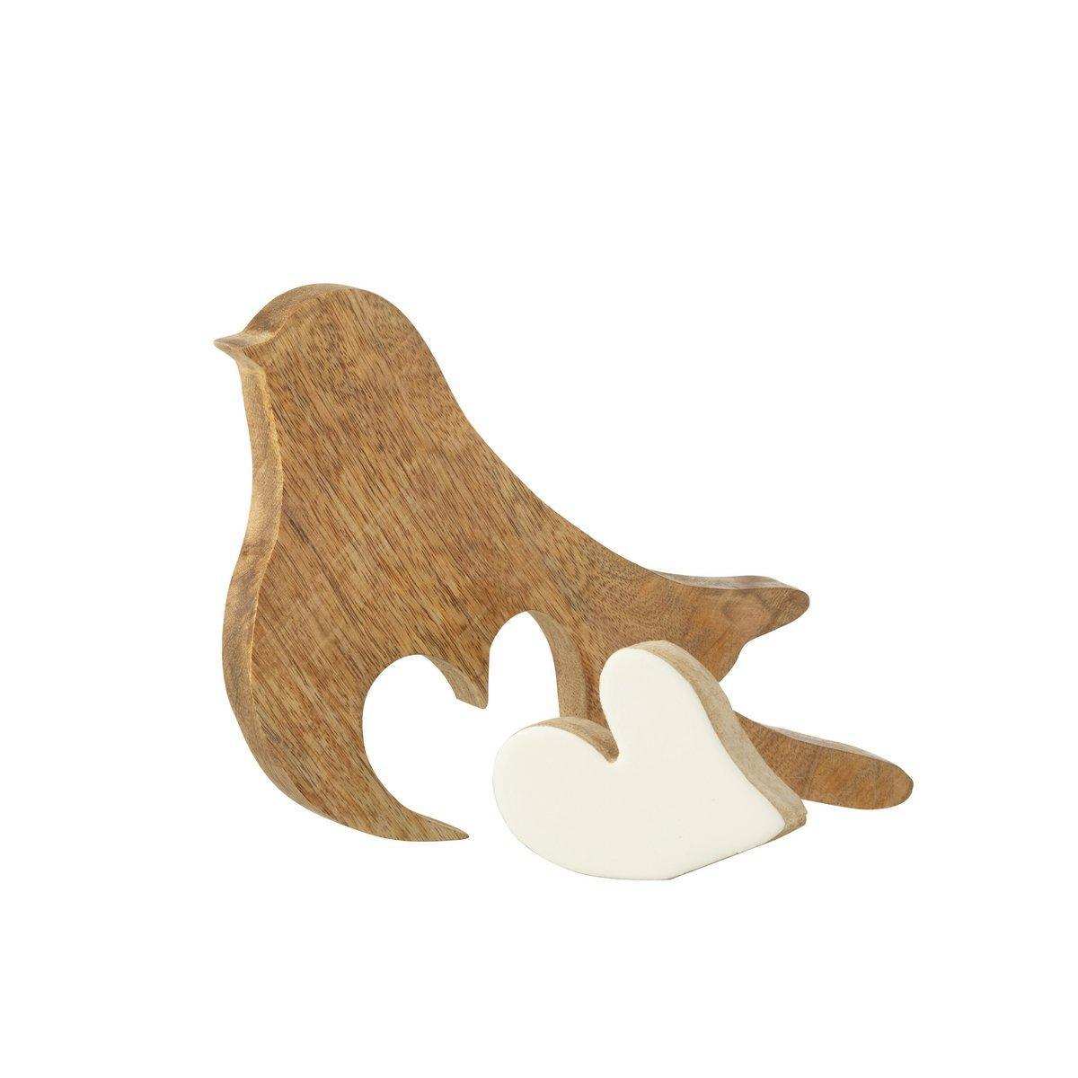 J-Line Vogel Hart Mangohout Weiß/Nat Groß - HomeDesign Knaus