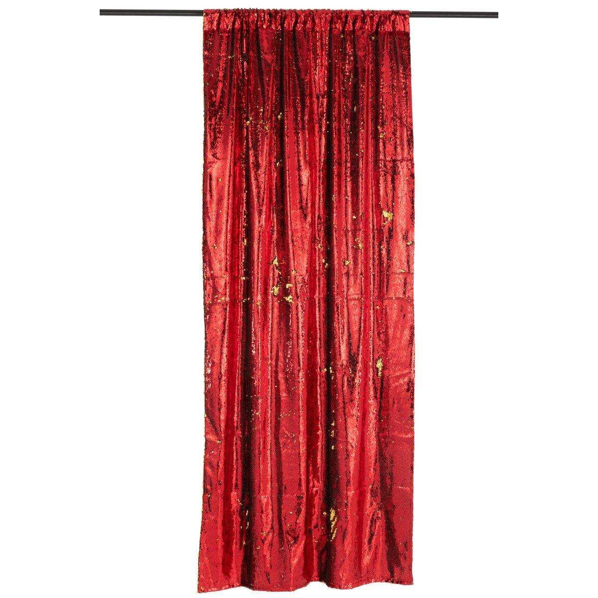 J-Line Vorhang mit wendbaren Pailletten, Rot/Gold - HomeDesign Knaus