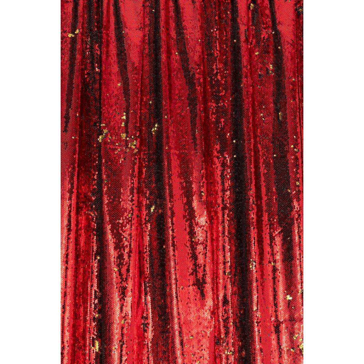 J-Line Vorhang mit wendbaren Pailletten, Rot/Gold - HomeDesign Knaus