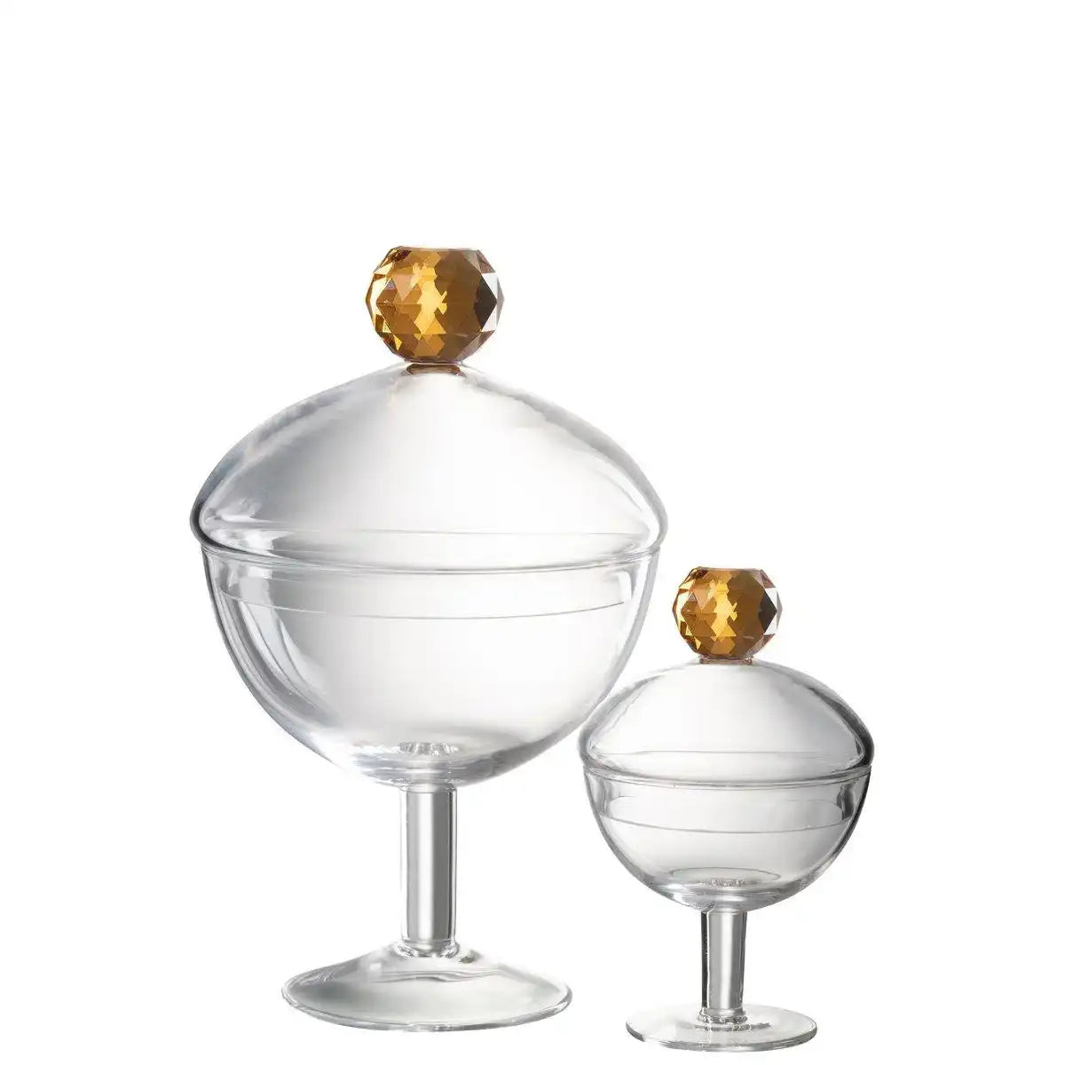 J-Line Vorratsdose Diamond Crystal Transparent/Light Orange Glass Large - HomeDesign Knaus