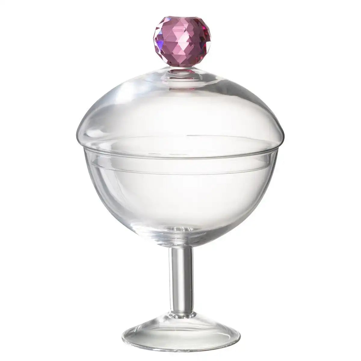 J-Line Vorratsdose Diamond Crystal Transparent/Rosa Glas Groß - HomeDesign Knaus