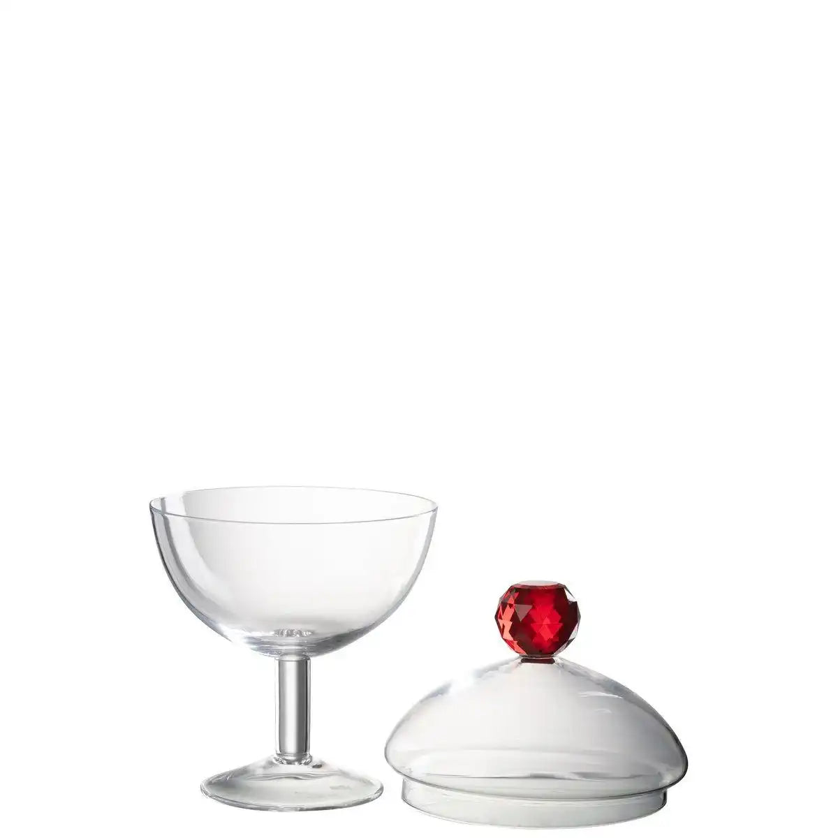 J-Line Vorratsdose Diamond Crystal Transparent/Rotes Glas Groß - HomeDesign Knaus