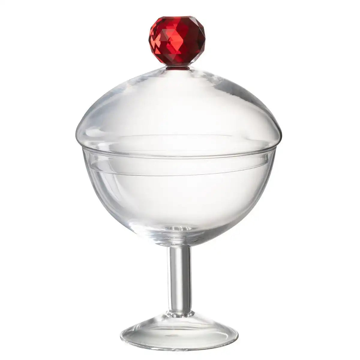 J-Line Vorratsdose Diamond Crystal Transparent/Rotes Glas Groß - HomeDesign Knaus