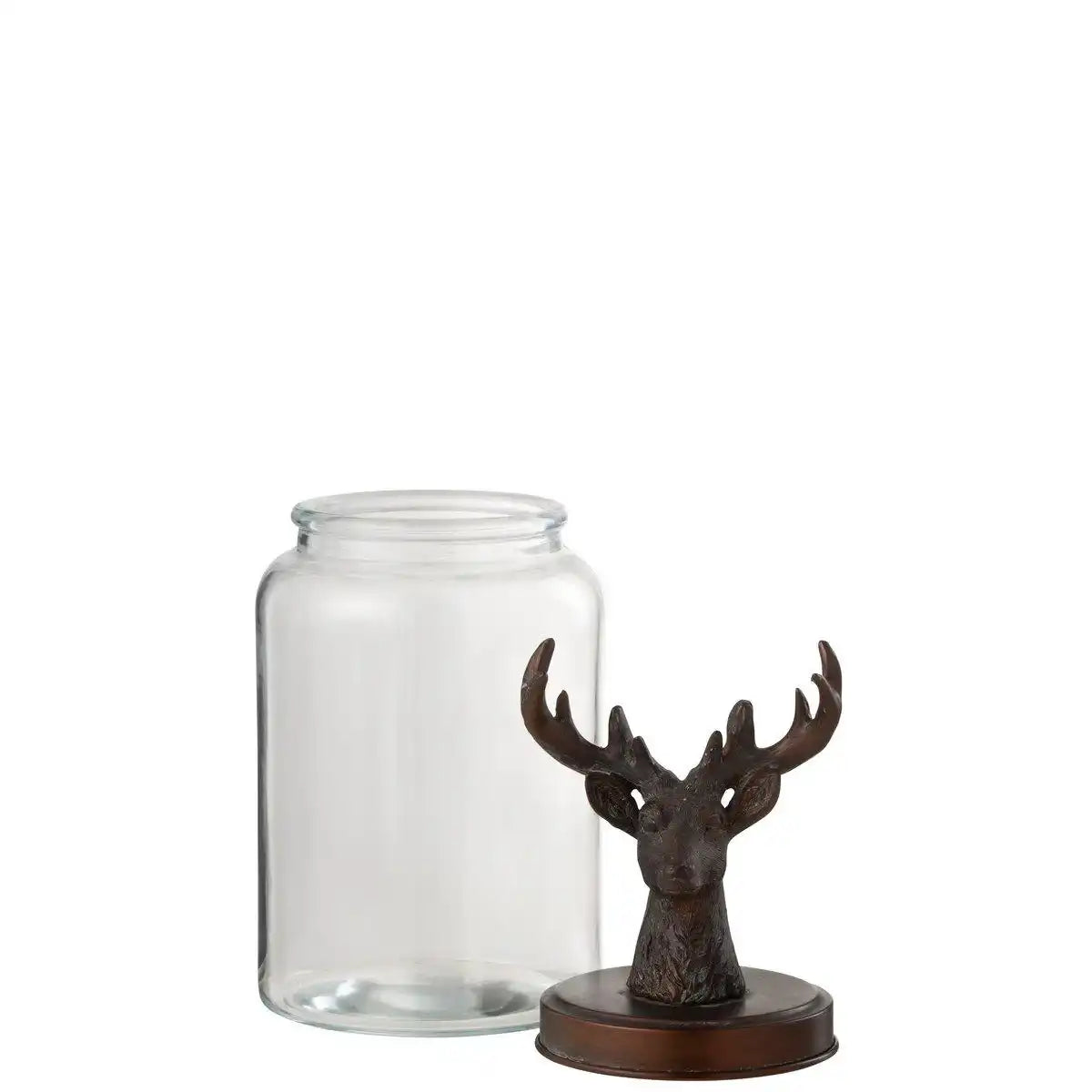 J-Line Vorratsdose Hirsch Glas/Harz Transparent/Kupfer Groß - HomeDesign Knaus