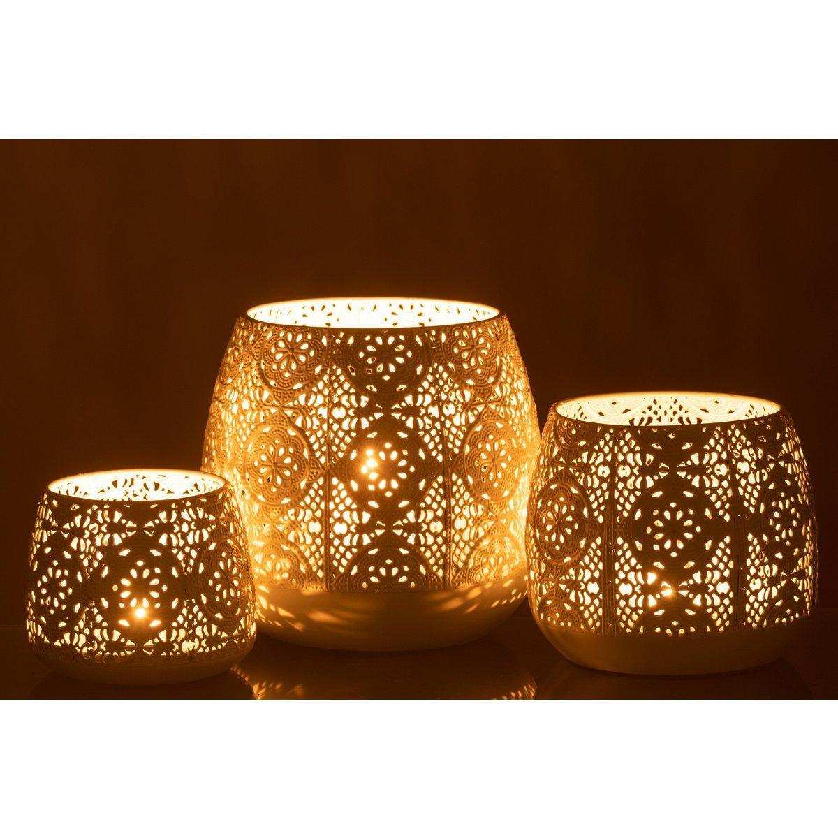 J-Line Wagenhalter - Teelichthalter Orientalisch - Metall/Glas - Weiß - L - HomeDesign Knaus