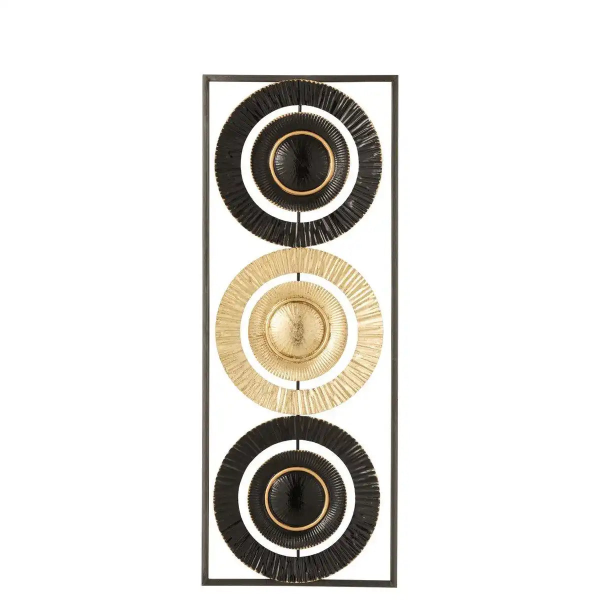 J-Line Wanddekoration 3 Kreise – Metall – Schwarz/Gold - HomeDesign Knaus