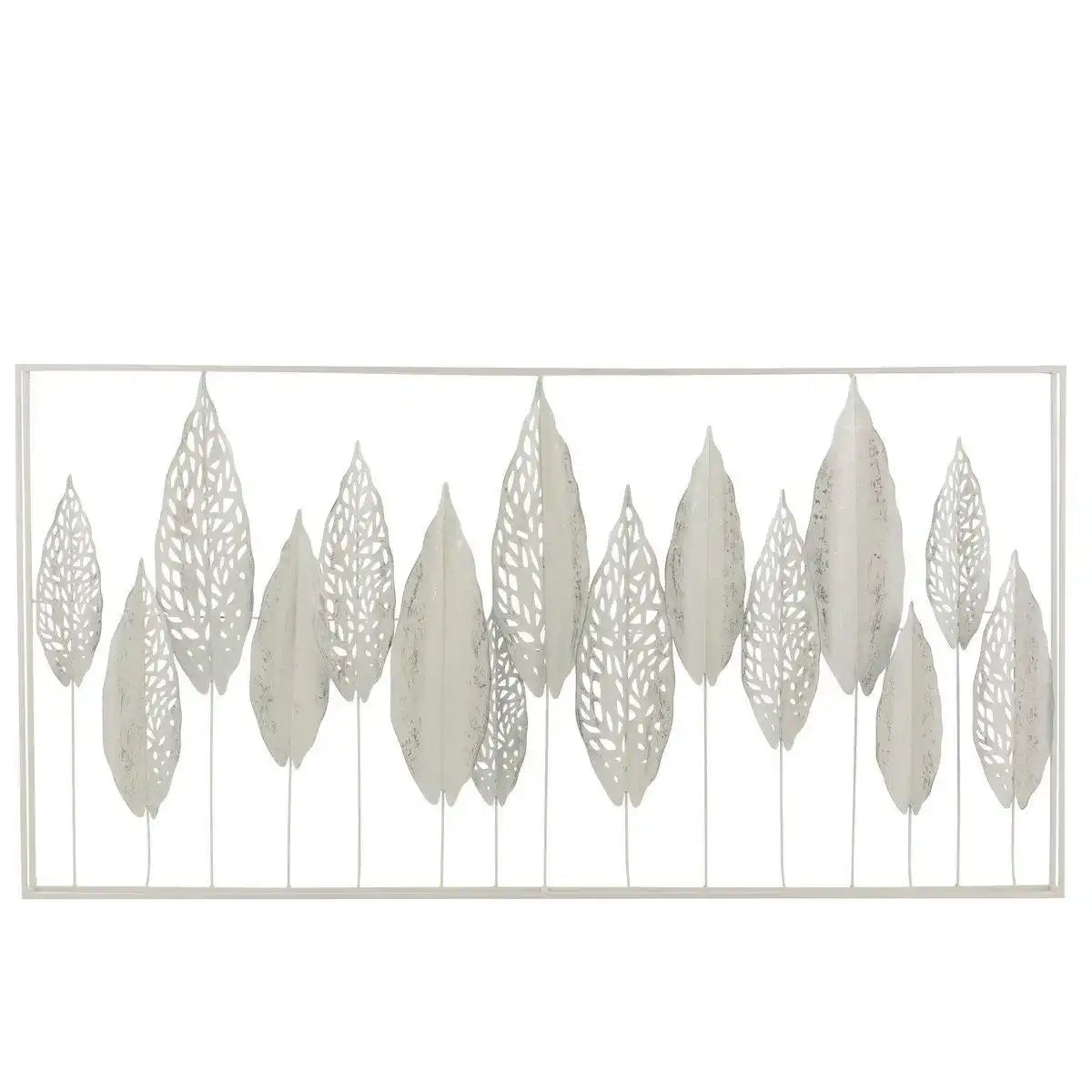 J-Line Wanddekoration Blätter – Metall – Weiß - HomeDesign Knaus