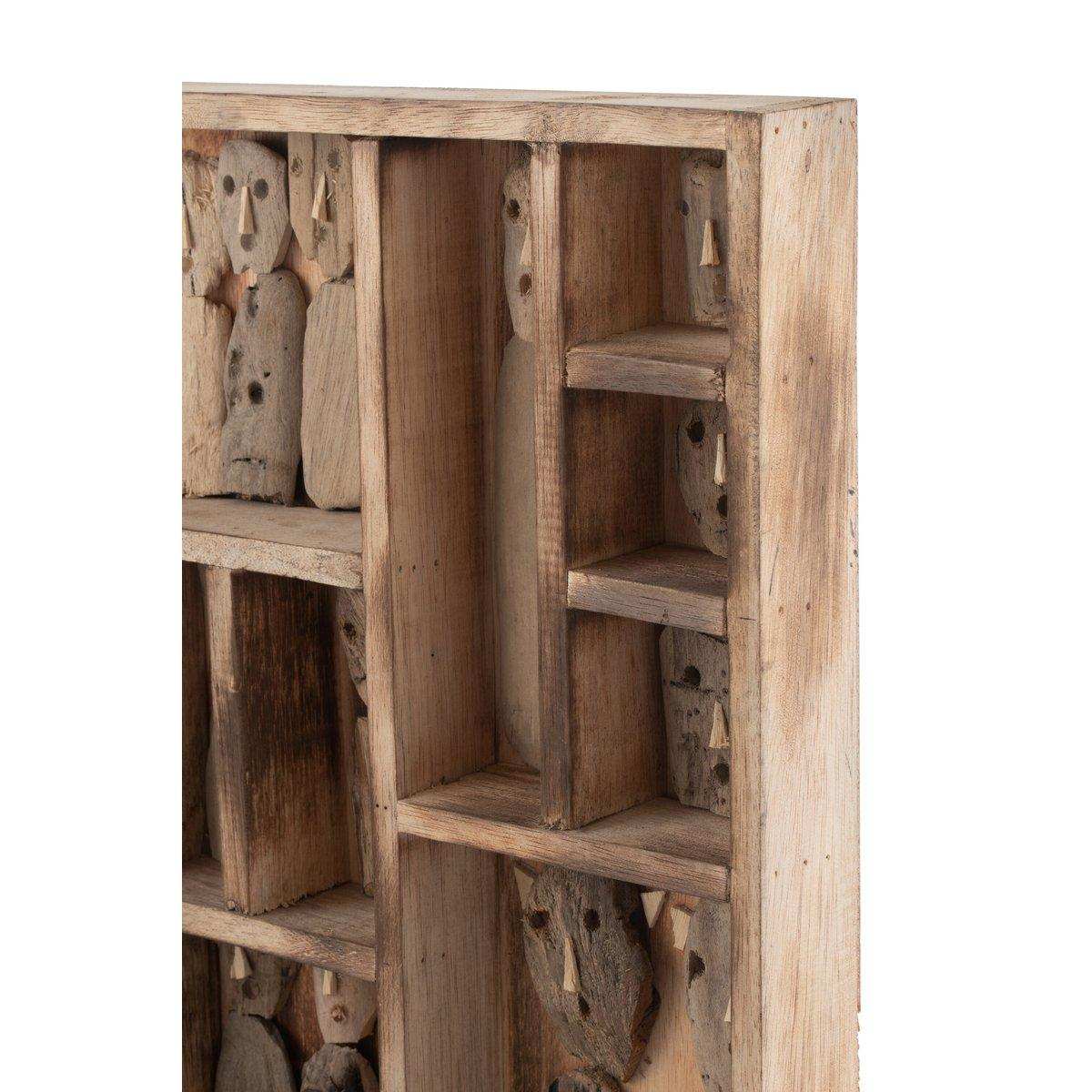 J-Line Wanddekoration, Familienmasken, Boxen, recyceltes Holz, Natur, mittelgroß - HomeDesign Knaus
