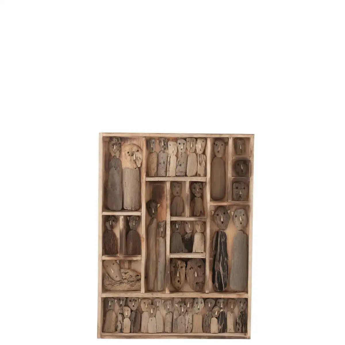 J-Line Wanddekoration, Familienmasken, Boxen, recyceltes Holz, Natur, mittelgroß - HomeDesign Knaus