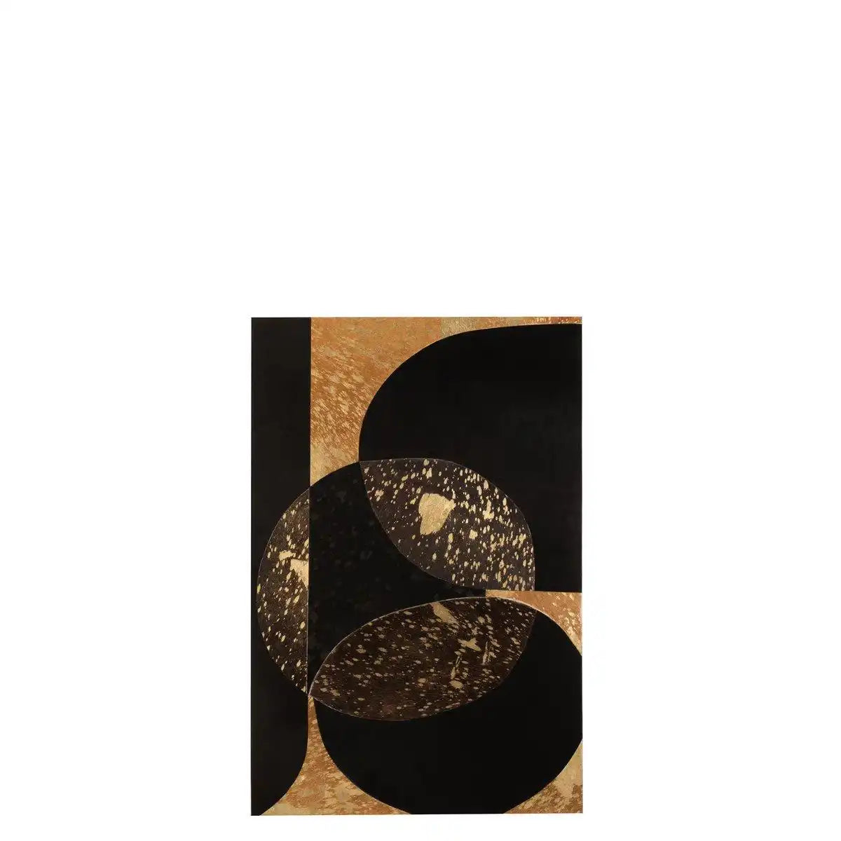 J-Line Wanddekoration Rechteck Kreis – Leder – Schwarz/Gold – groß - HomeDesign Knaus