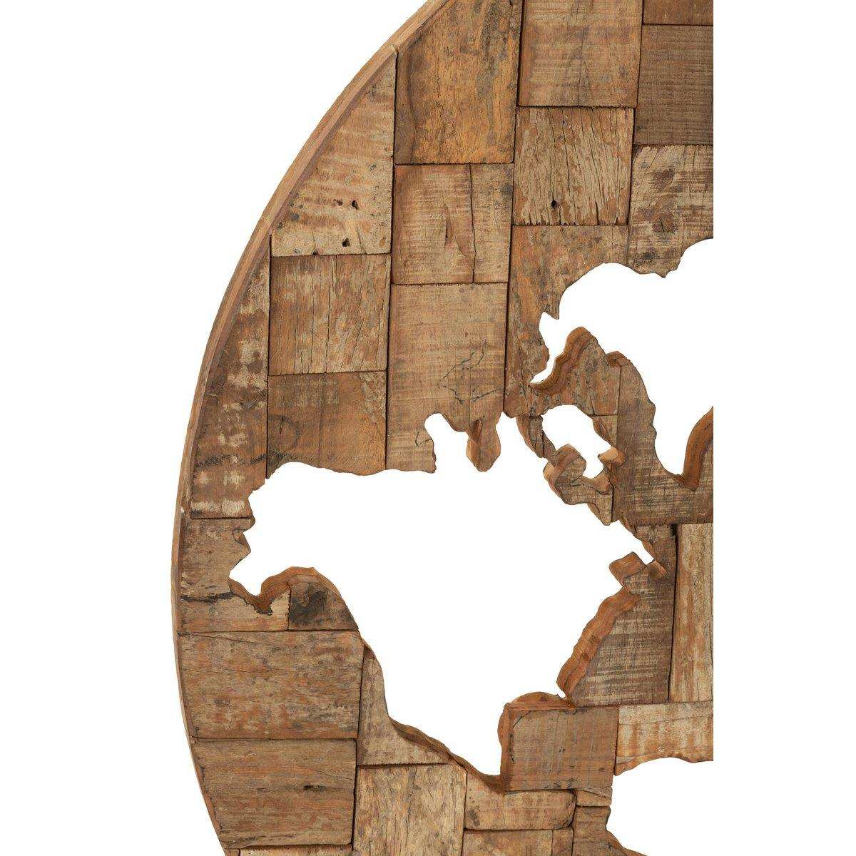 J-Line Wanddekoration Weltkarte – Holz – Braun - HomeDesign Knaus