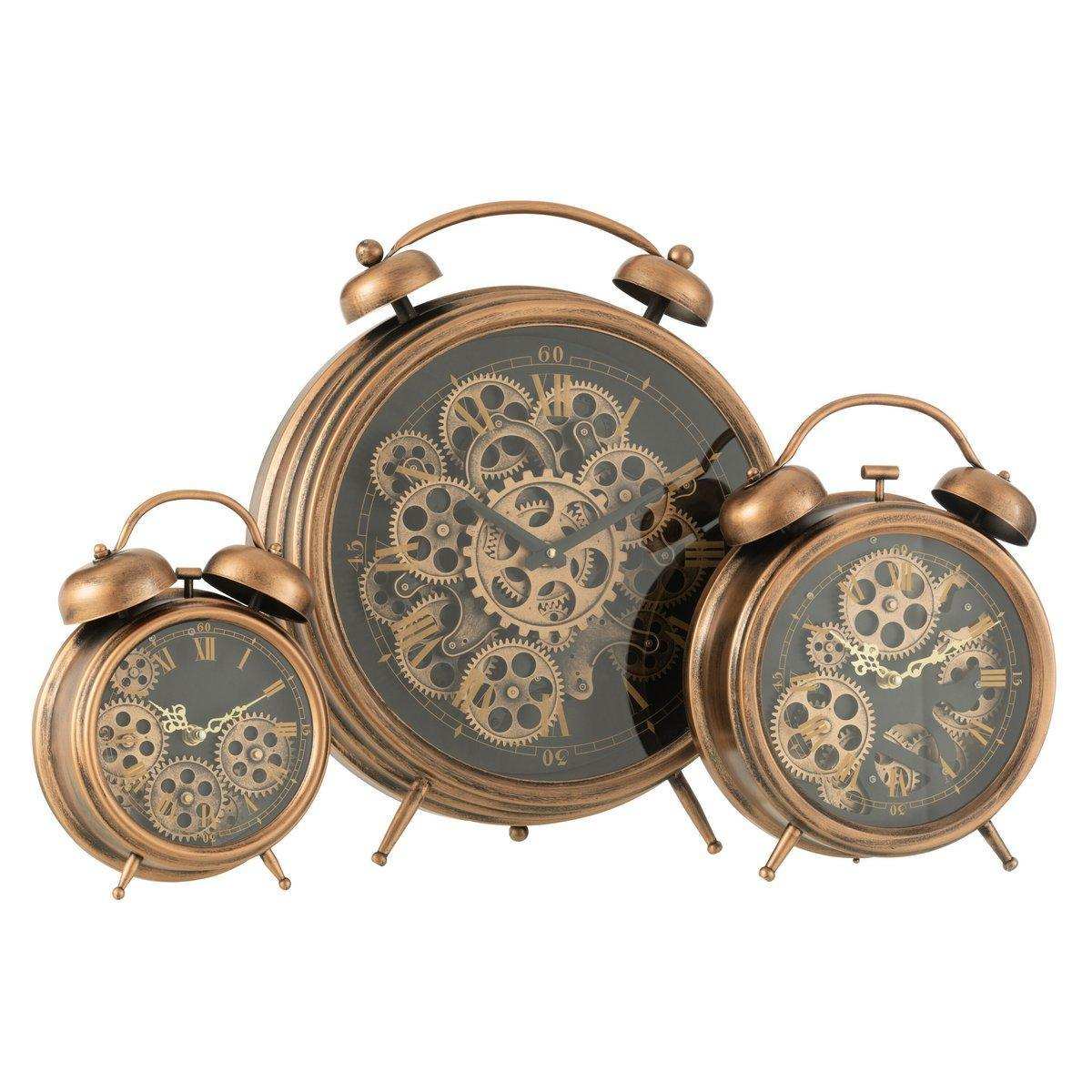J-Line Wecker mit römischen Ziffern – Metall – Bronze – L – Ø 47 cm - HomeDesign Knaus