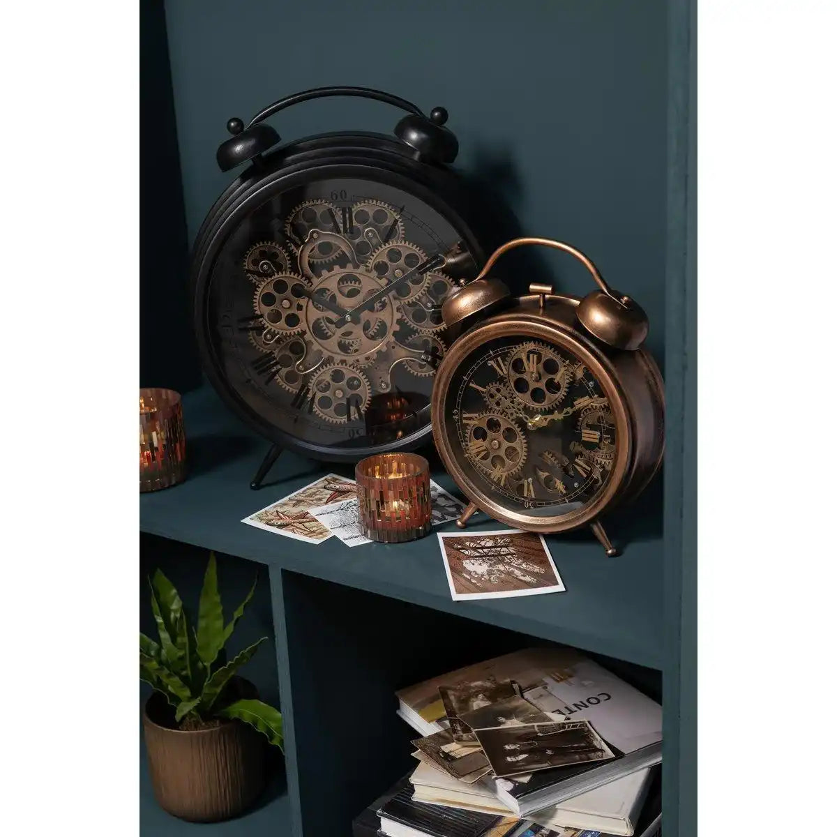 J-Line Wecker mit römischen Ziffern – Metall – Bronze – M – Ø 33 cm - HomeDesign Knaus