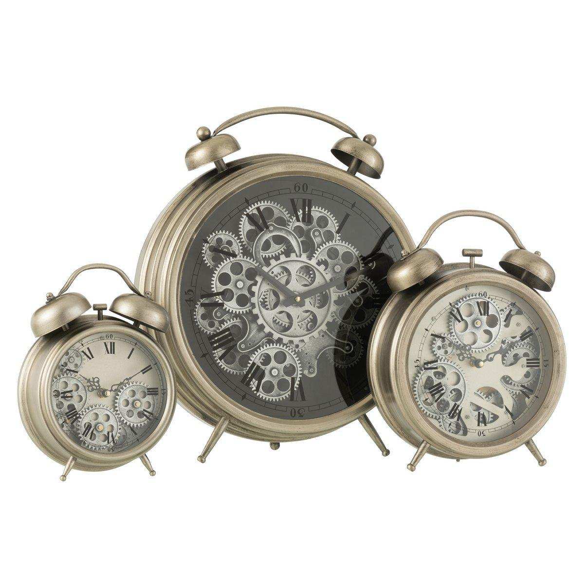 J-Line Wecker mit römischen Ziffern – Metall – Silber – L – Ø 47 cm - HomeDesign Knaus