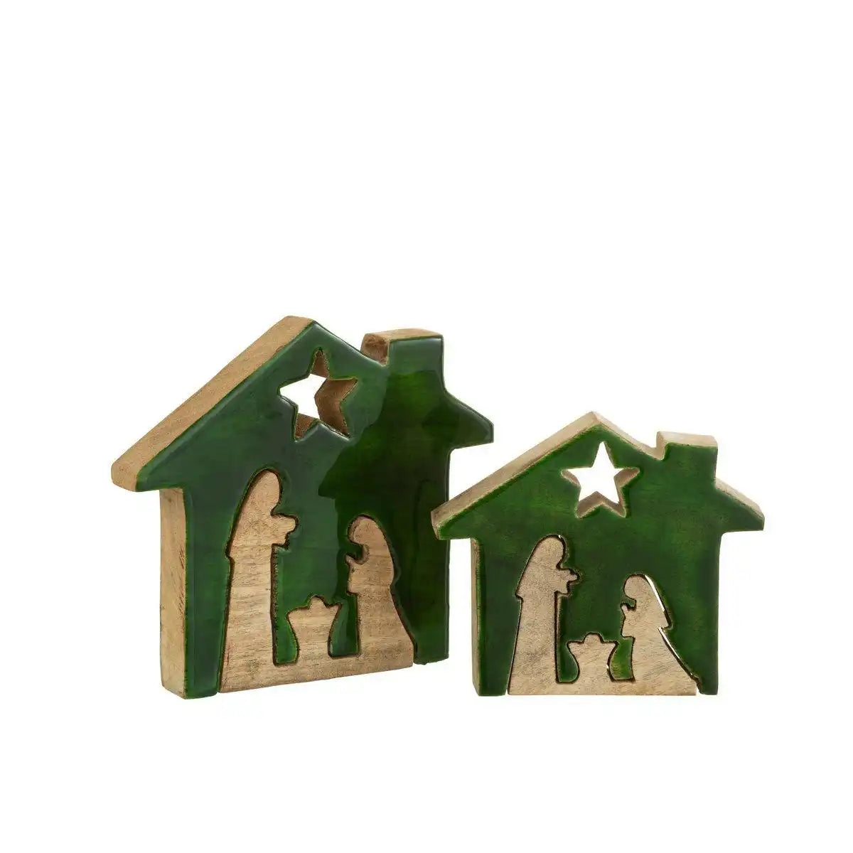 J-Line Weihnachtsdekoration – Holz – Grün/Natur – groß - HomeDesign Knaus