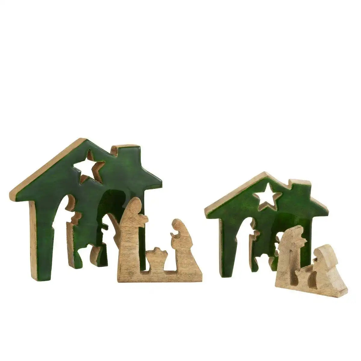 J-Line Weihnachtsdekoration – Holz – Grün/Natur – groß - HomeDesign Knaus