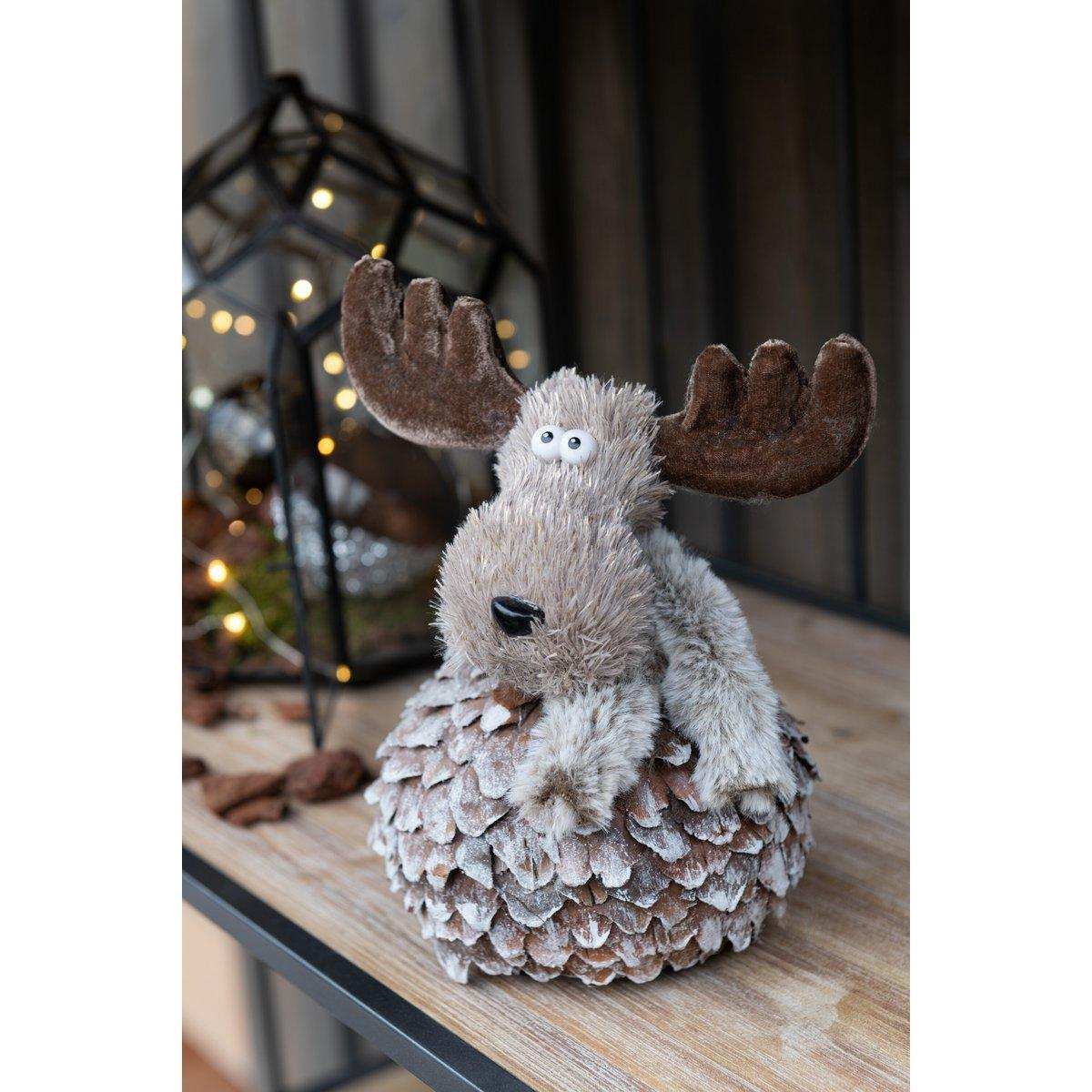 J-Line Weihnachtsfigur Rentierrindenstücke - braun/grau - mittel - HomeDesign Knaus