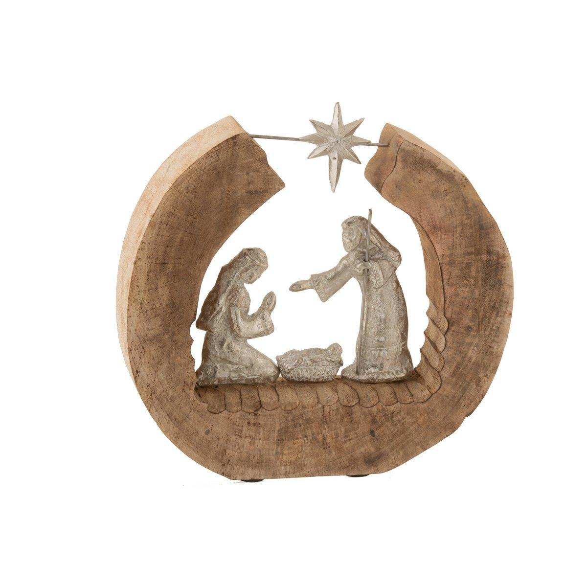 J-Line Weihnachtsfiguren Krippe - Aluminium/Holz - Silber - 34 cm - HomeDesign Knaus