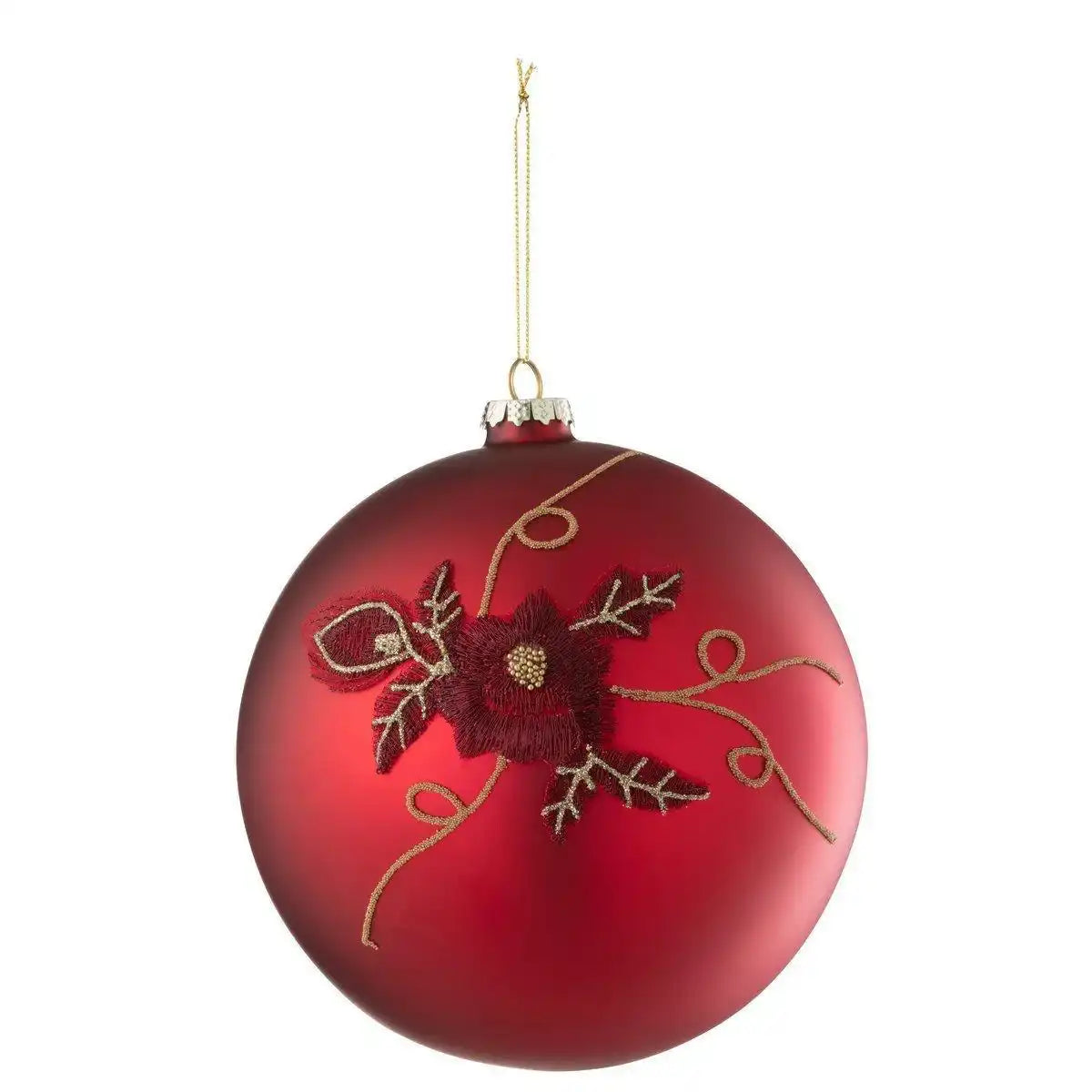 J-Line Weihnachtskugel, Blumenglas, Rot, groß - HomeDesign Knaus