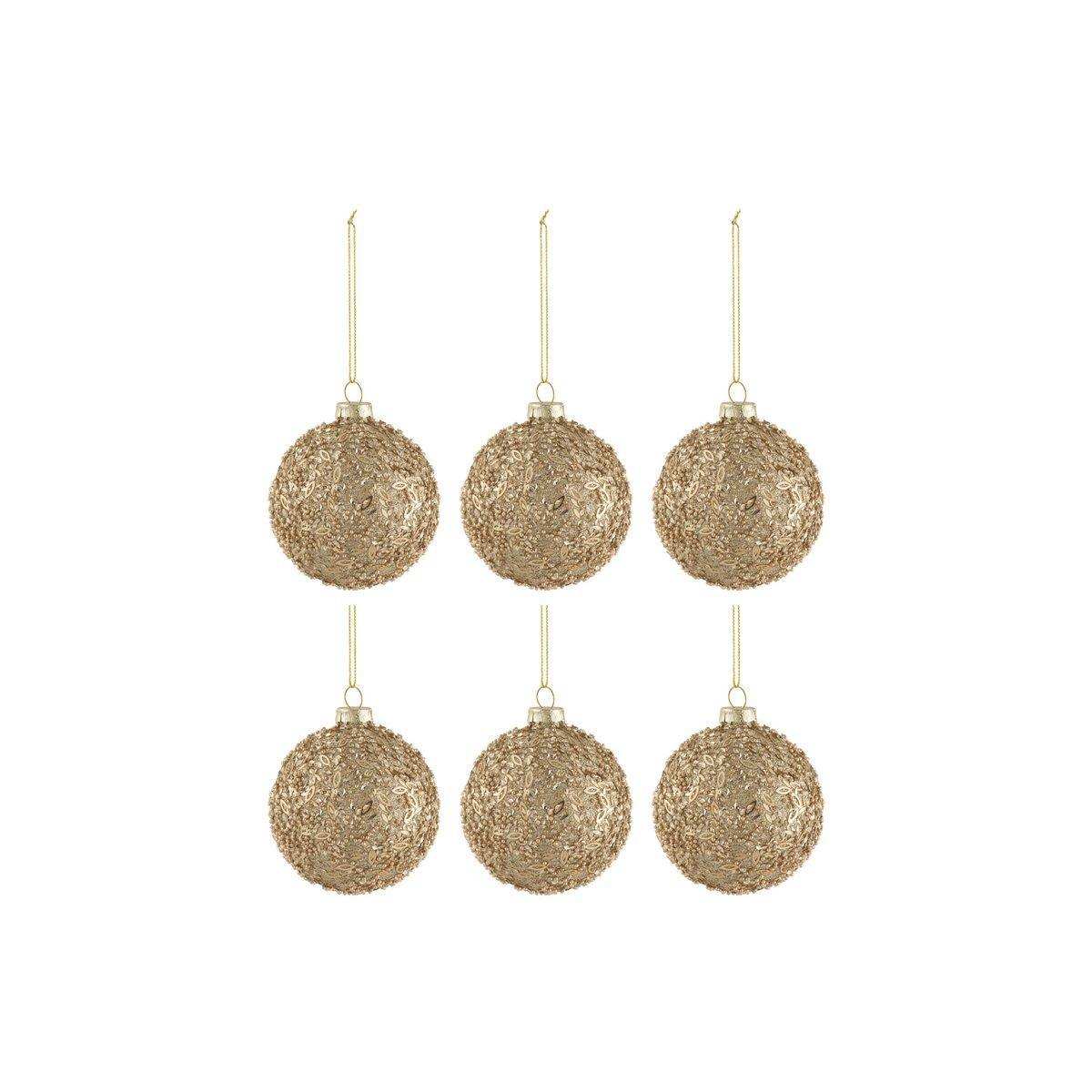 J-Line Weihnachtskugeln - Glas - Gold/Glitzer - S - - HomeDesign Knaus