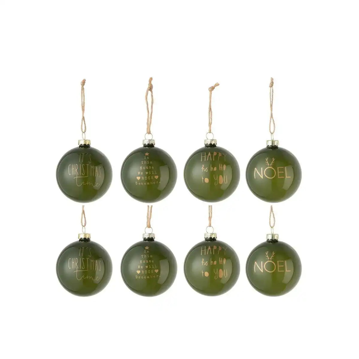 J-Line Weihnachtskugeln - Glas - Grün - 8 Stück - HomeDesign Knaus