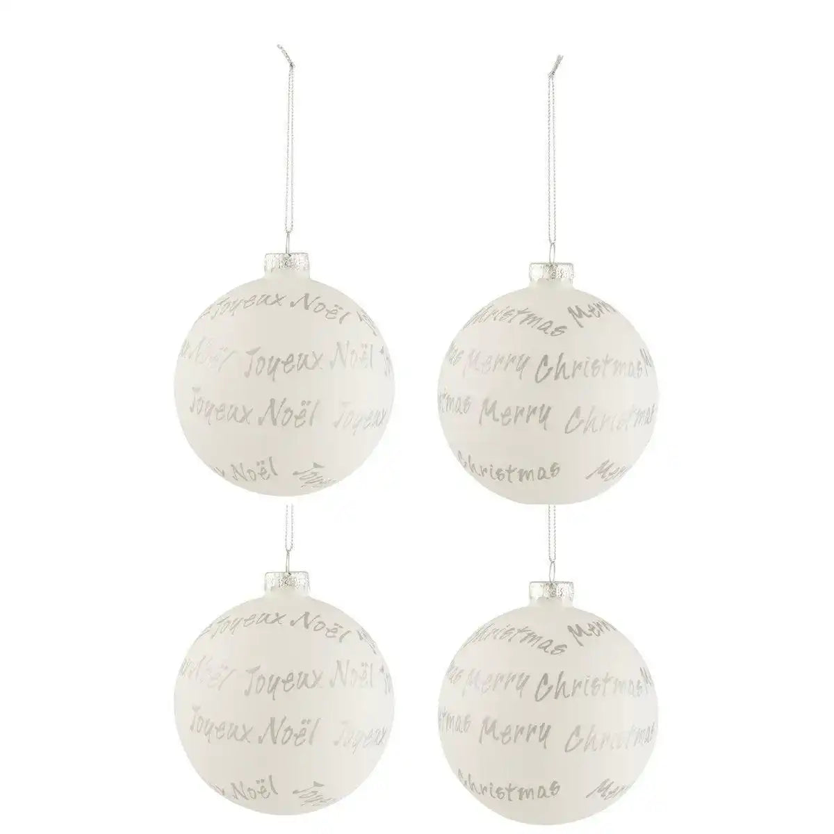 J-Line Weihnachtskugeln - Glas - Weiß/Silber - - HomeDesign Knaus