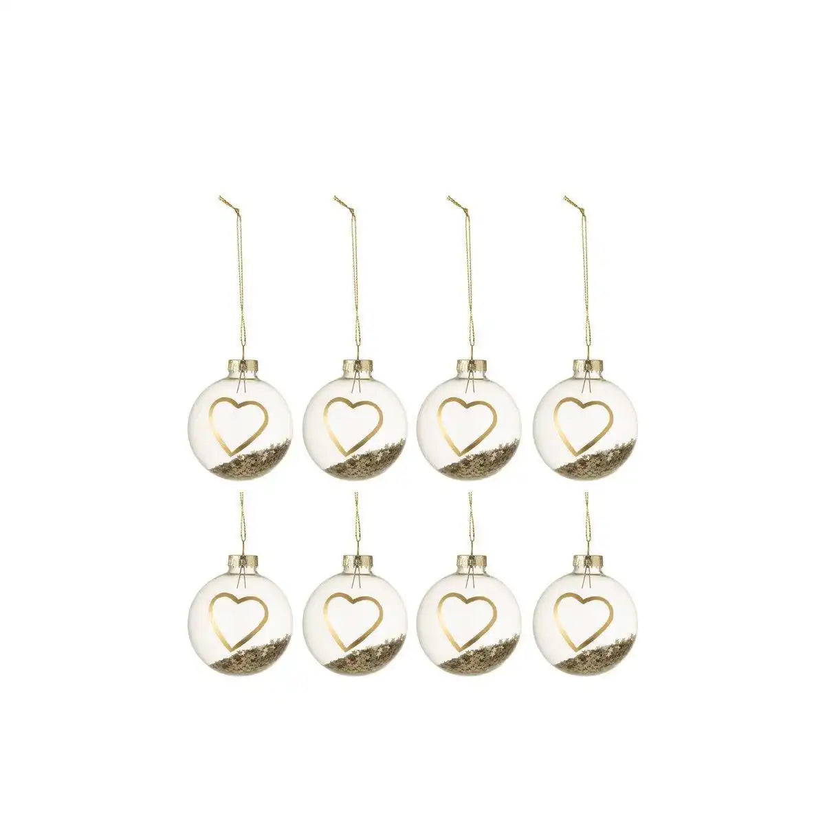 J-Line Weihnachtskugeln – Herzen – Glas – Gold – S – Box mit 8 Stück - HomeDesign Knaus