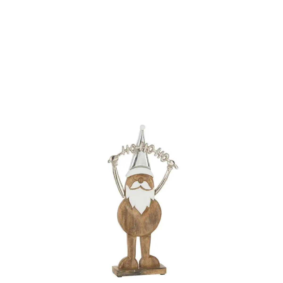 J-Line Weihnachtsmann Hohoho zu Fuß, Holz, Silber, klein - HomeDesign Knaus