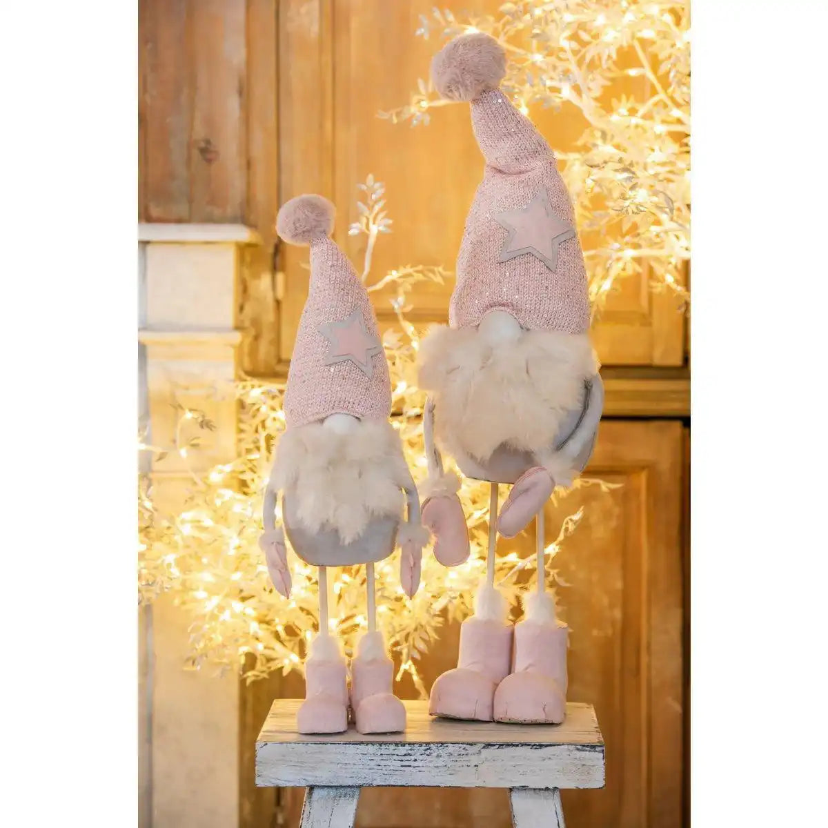 J-Line Weihnachtsmann stehend – Textil – Rosa – groß - HomeDesign Knaus