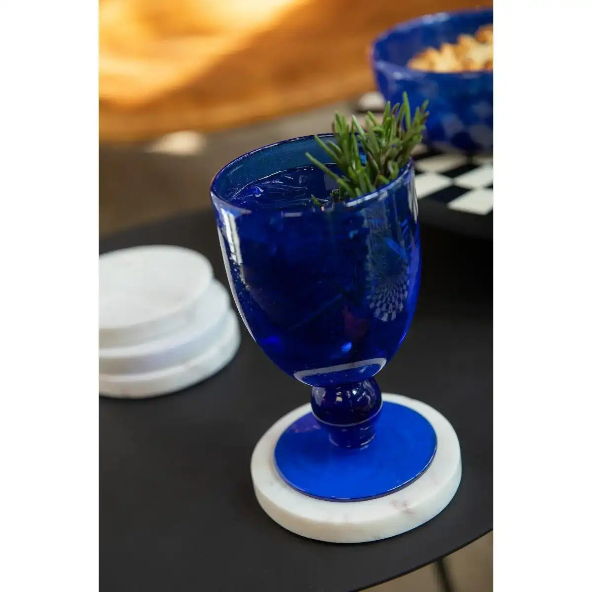 J-Line Weinglas Lisboa - Glas - Blau - - HomeDesign Knaus