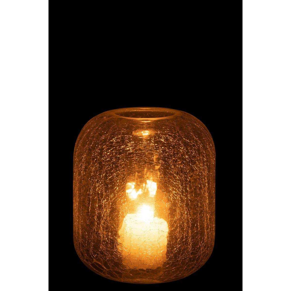 J-Line windlicht Craquele - kaarshouder - glas - transparant - medium - HomeDesign Knaus