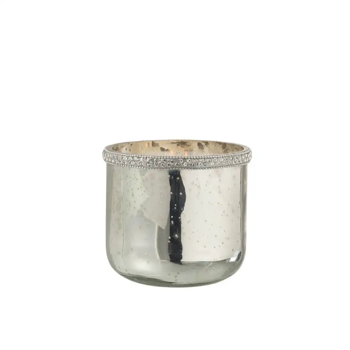 J-Line windlicht Diamant - glas - zilver - medium - HomeDesign Knaus