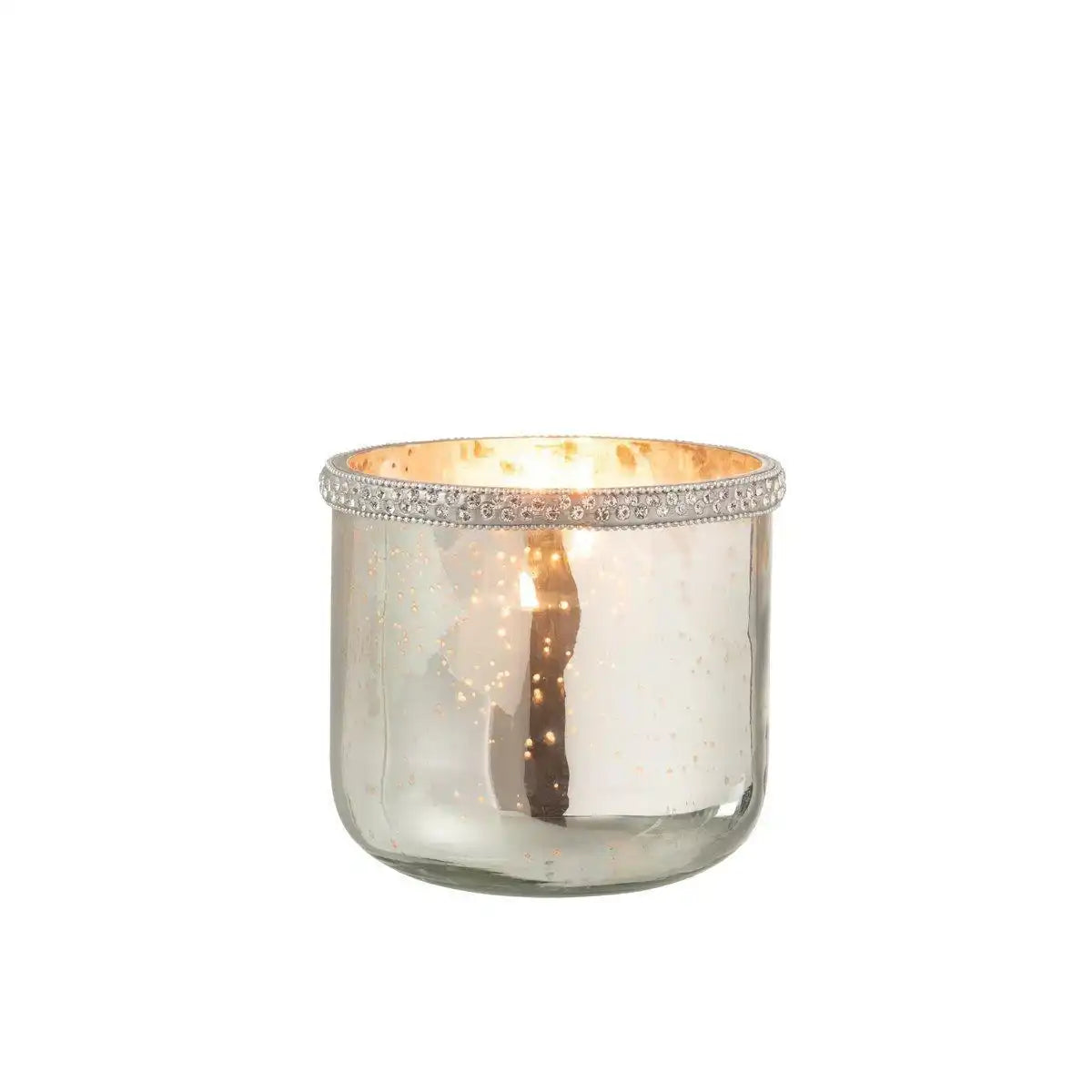 J-Line windlicht Diamant - glas - zilver - medium - HomeDesign Knaus