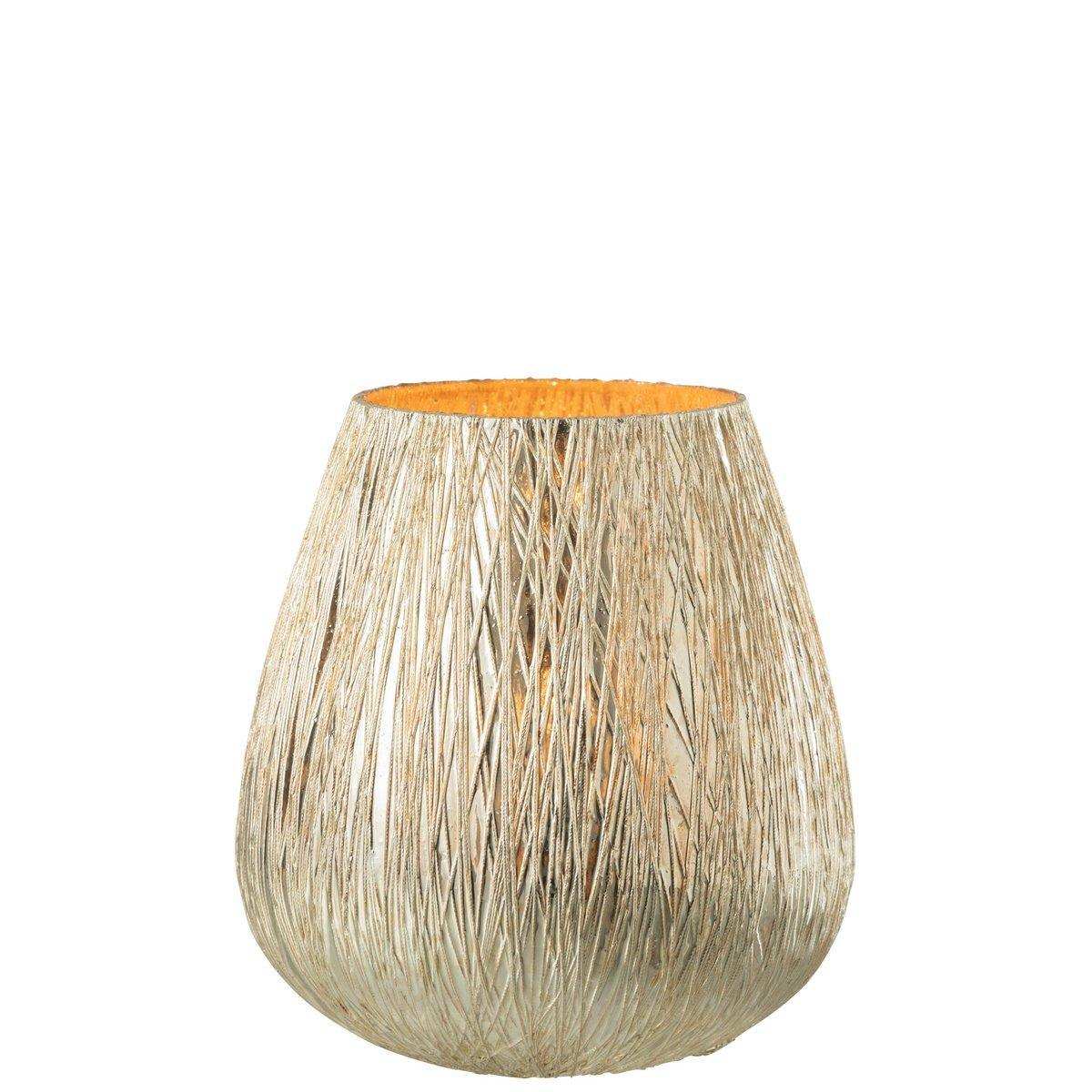 J-Line windlicht - glas - zilver - medium - HomeDesign Knaus