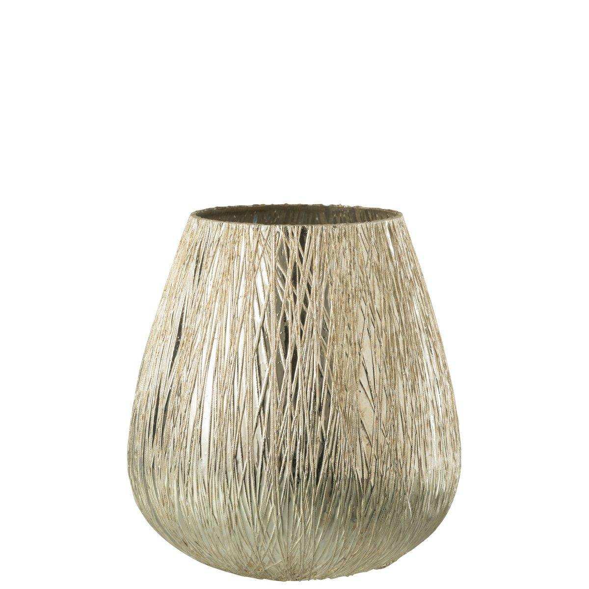 J-Line windlicht - glas - zilver - medium - HomeDesign Knaus