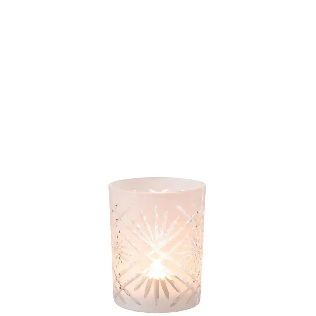 J-Line windlicht Santorini - glas - wit -medium - HomeDesign Knaus