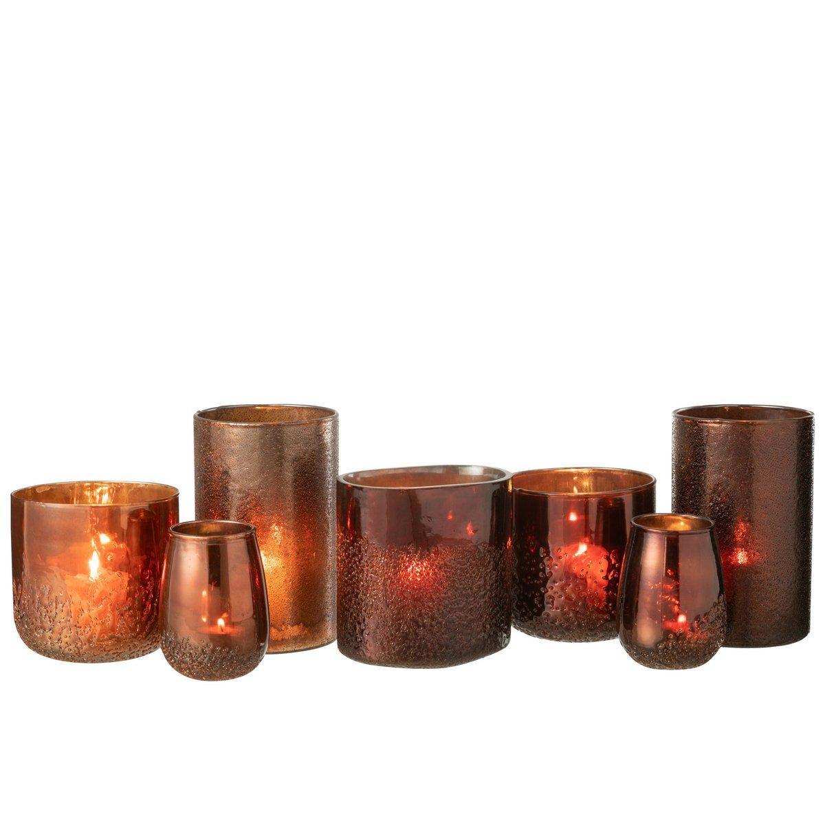 J-Line windlicht Spiegel - glas - koper/rood - extra large - HomeDesign Knaus